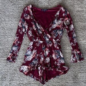 Floral Burgundy Women's Romper